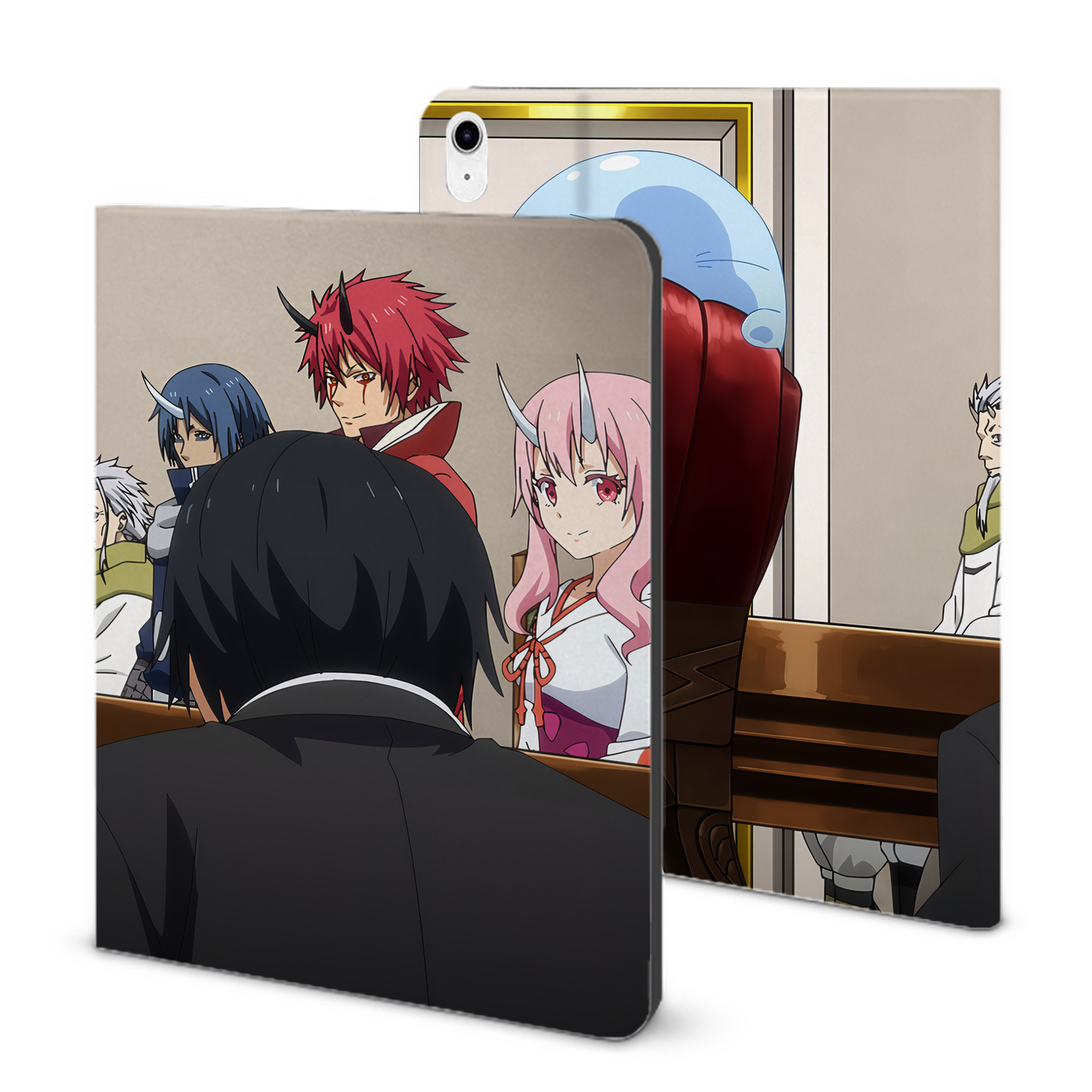 （画像用） 転スラ Regarding Reincarnated to Slime IPad ケース ブック型 PUレザー TPU 耐衝撃 軽量 薄型 ペン収納なし 全面保護 IPad 各モデル対応